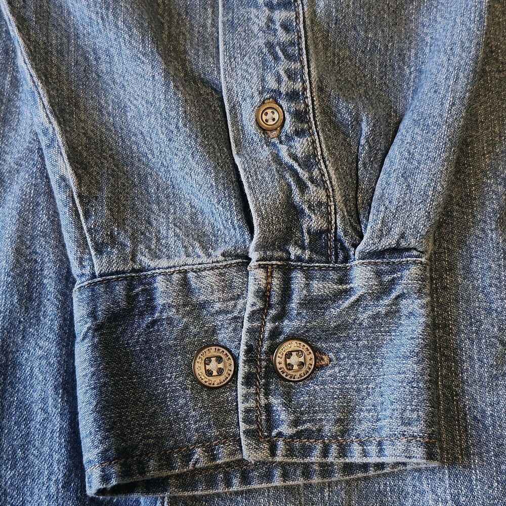 Vtg 90 Levis Red Tab Denim Button Up Mens Shirt Sz L Hong Kong Retro Workwear - Picture 8 of 11
